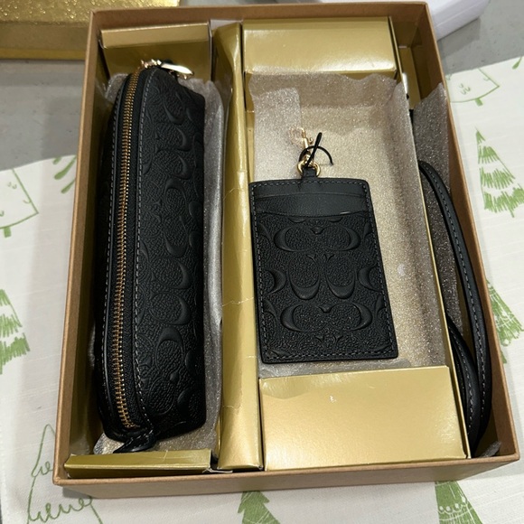Coach Other - NWT Coach Black Leather Lanyard & Pencil Pouch